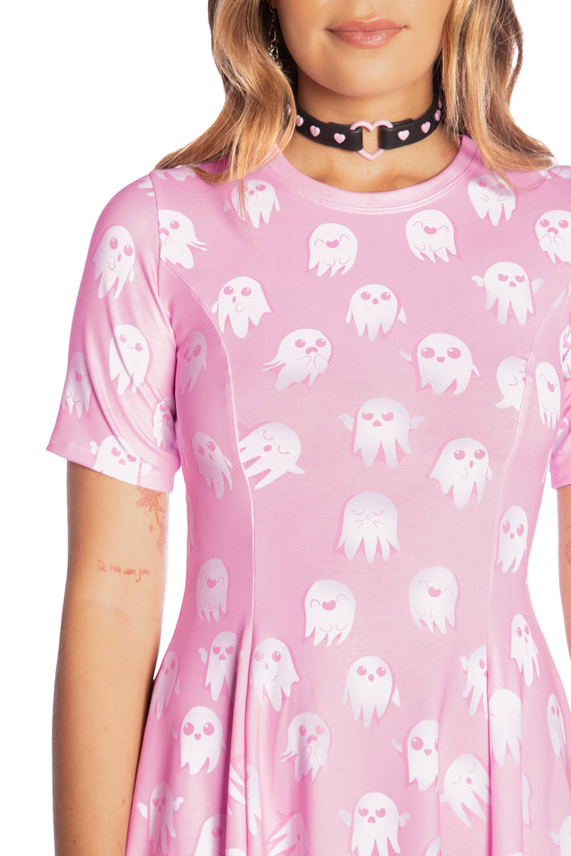 Good Spirits Pink Longline Evil Tee Dress