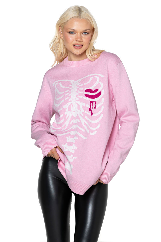 Pink Under My Skin Crew Knit Sweater