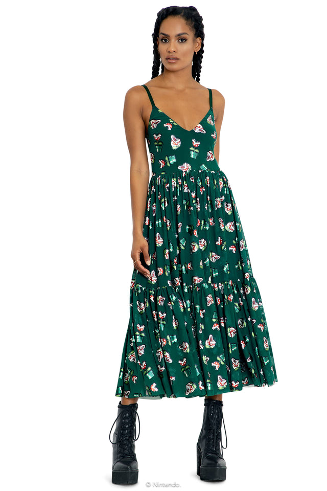 Piranha Plants Sheer Midaxi Dress Front