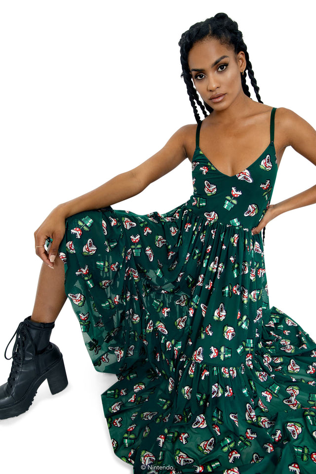 Piranha Plants Sheer Midaxi Dress Wide