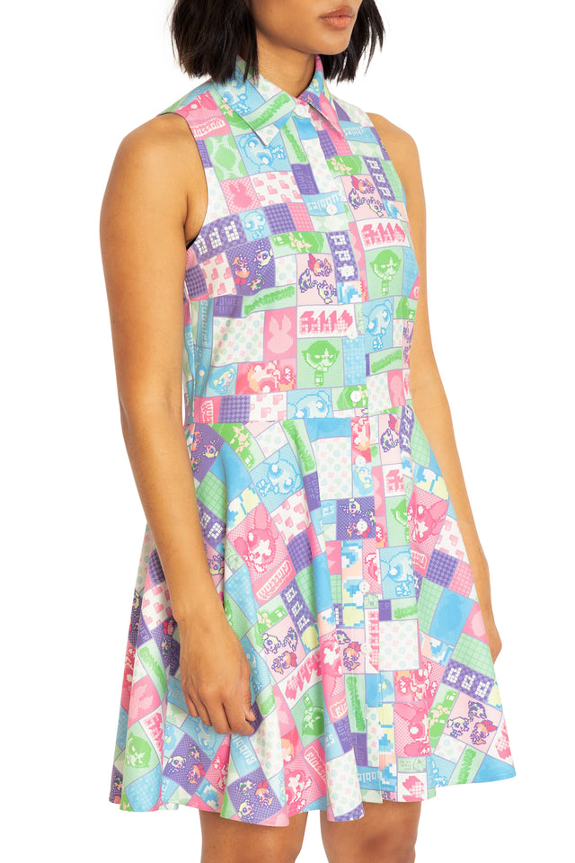 Pixellated Powerpuff Work It Skater Dress Print