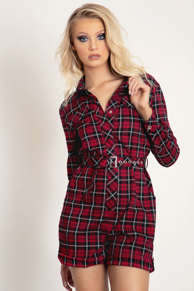 Plaid Cherry Boiler Suit