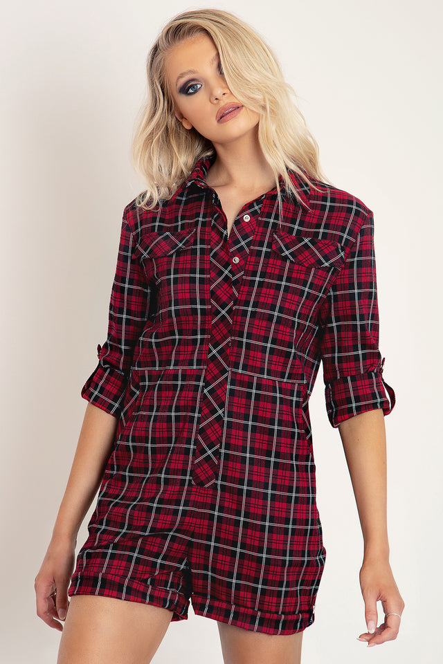 Plaid Cherry Boiler Suit