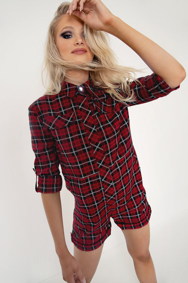 Plaid Cherry Boiler Suit