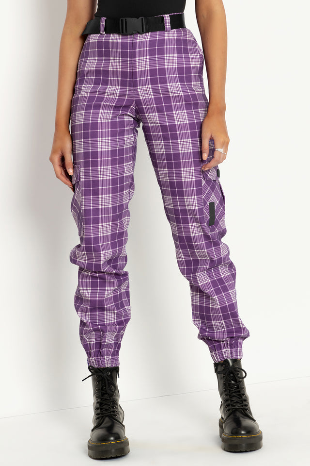 Plaid Lilac Cargo Pants