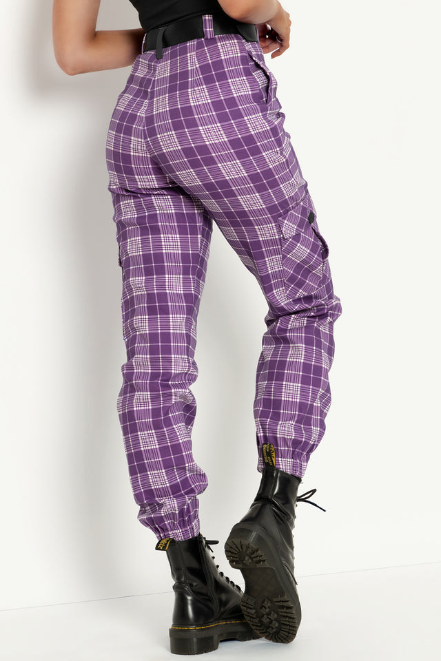 Plaid Lilac Cargo Pants