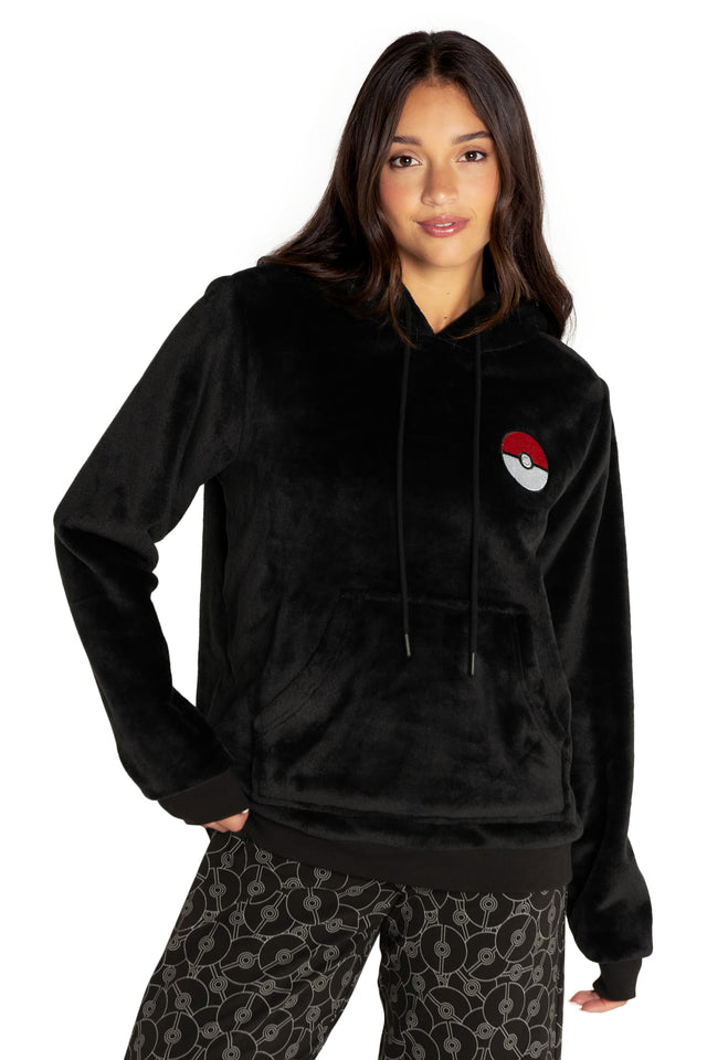 BlackMilk Clothing x Pokemon - Poke Ball Mono Fluffy Hoodie - Pokémon Merchandise - Collaboration apparel - Licenced.