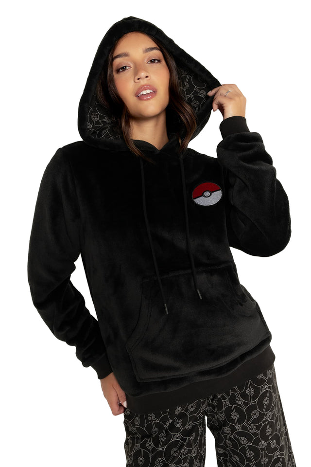 BlackMilk Clothing x Pokemon - Poke Ball Mono Fluffy Hoodie - Pokémon Merchandise - Collaboration apparel - Licenced.