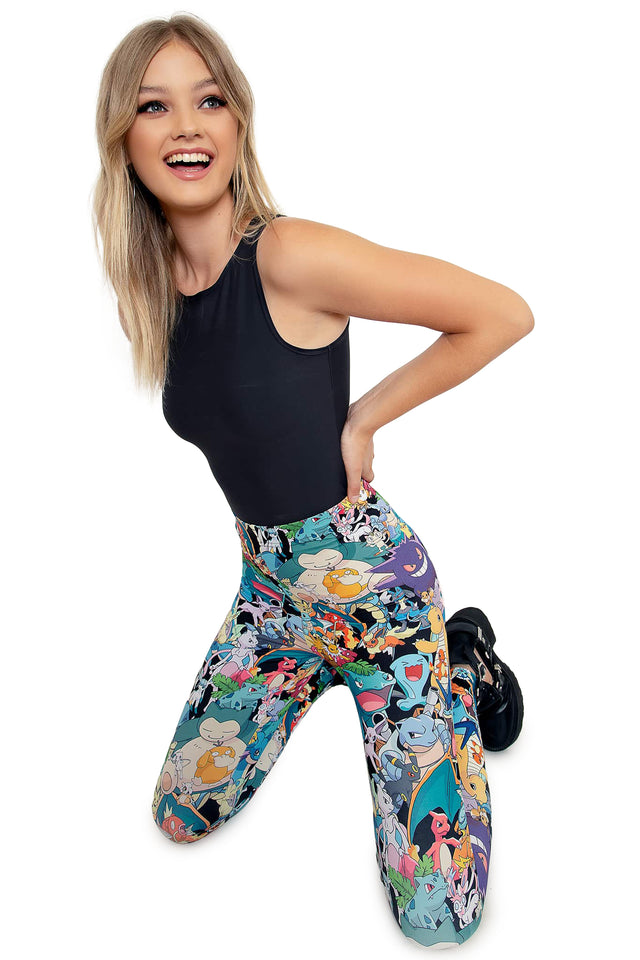 Pokemon All Stars Matte Finish High Waisted Leggings Wide