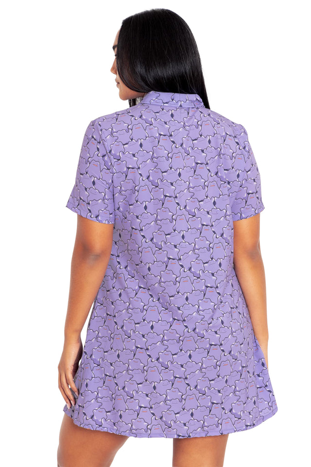 BlackMilk Clothing x Pokemon - Pokemon Ditto Pile Short Sleeve Button Up Dress  - Pokémon Merchandise - Collaboration apparel - Licenced.