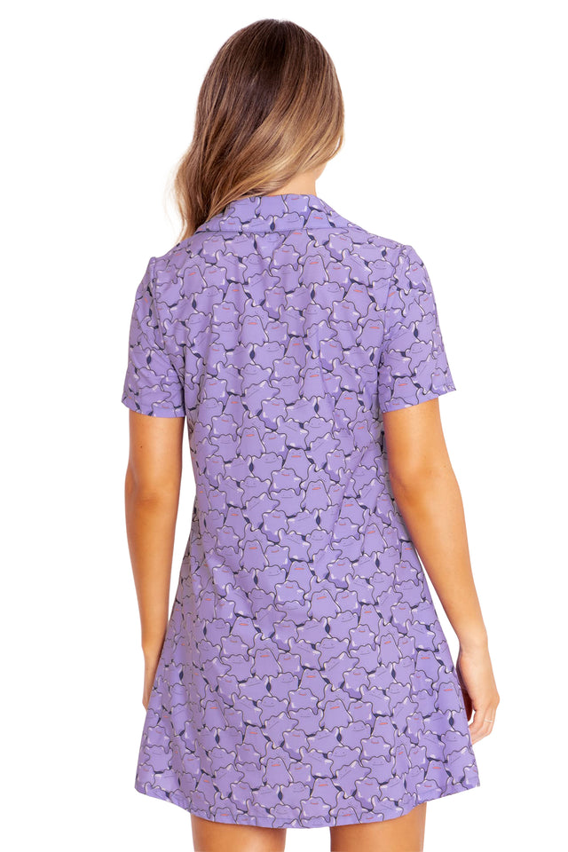 Pokemon Ditto Pile Short Sleeve Button Up Dress Back