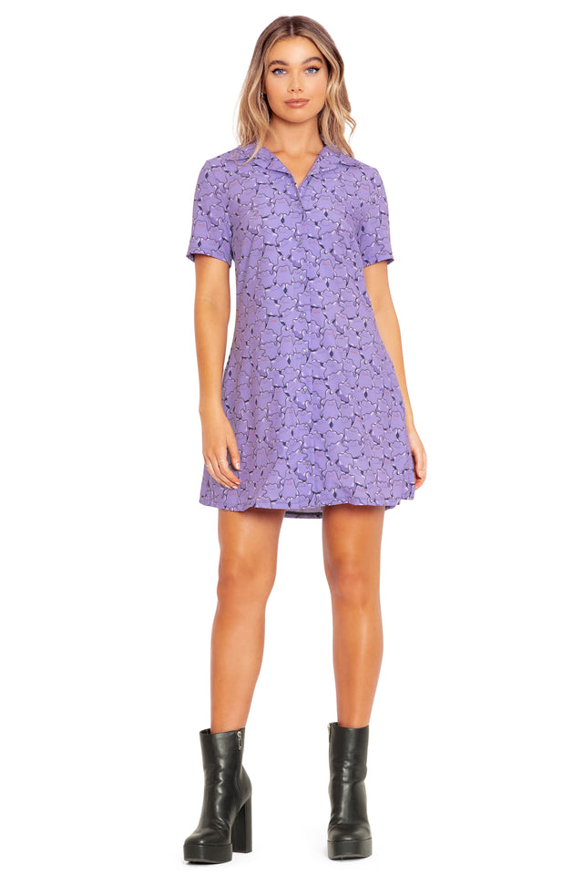 BlackMilk Clothing x Pokemon - Pokemon Ditto Pile Short Sleeve Button Up Dress - Pokémon Merchandise - Collaboration apparel - Licenced.