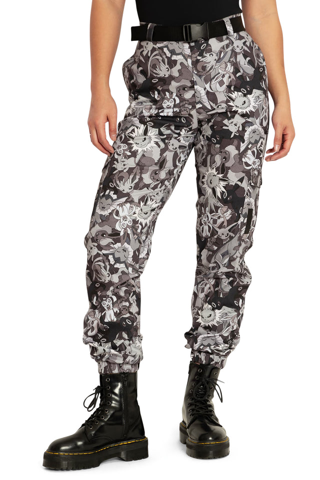 BlackMilk Clothing x Pokemon - Pokemon Eevee Evolution Camo Cargo Pants - Pokémon Merchandise - Collaboration apparel - Licenced.