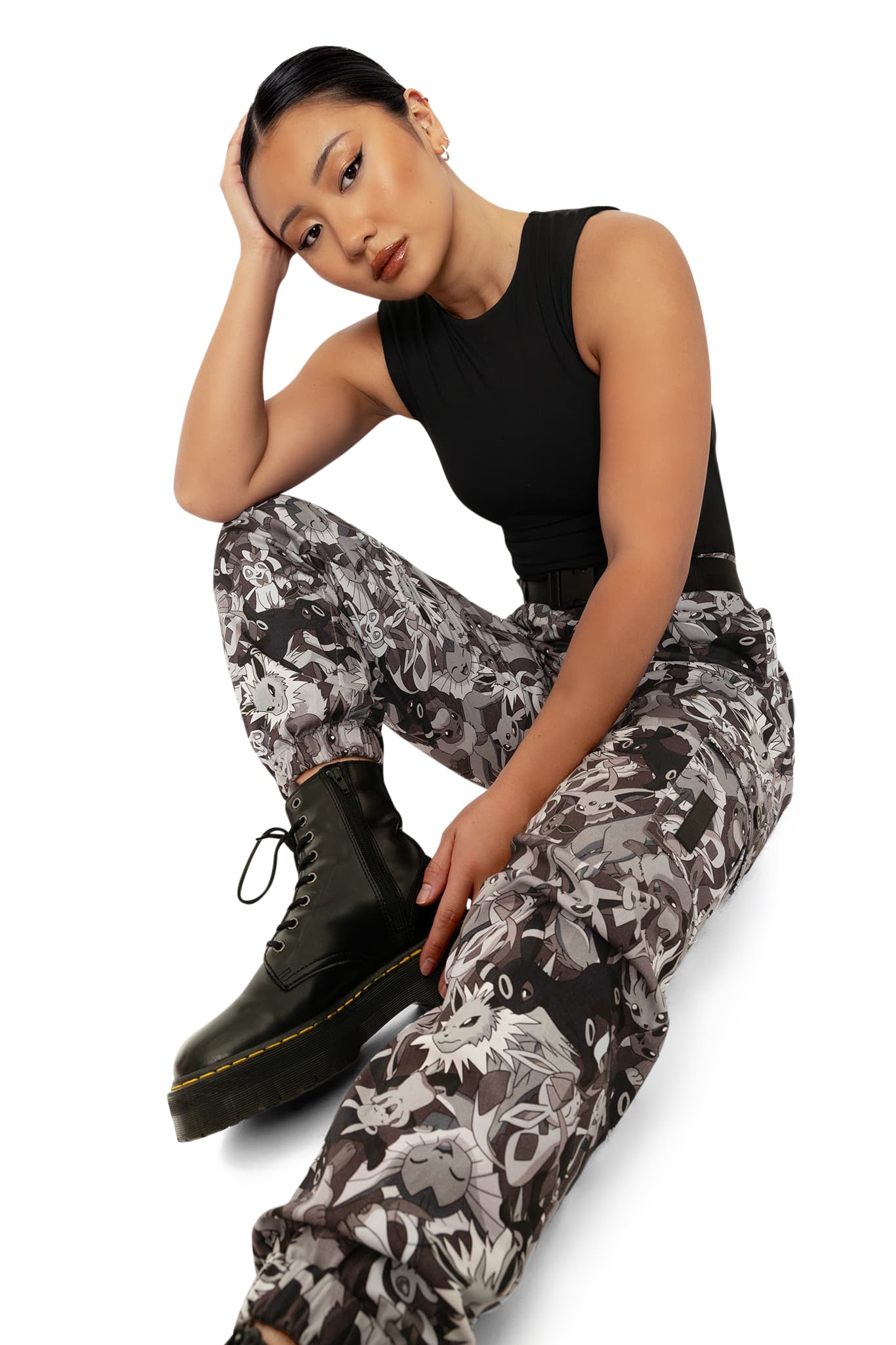 Eevee Evolution Camo Cargo Pants BlackMilk Clothing