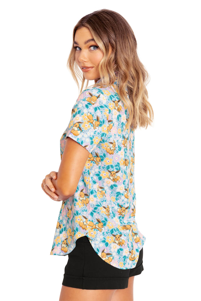 Pokemon Eevee Garden Button Up Shirt Side