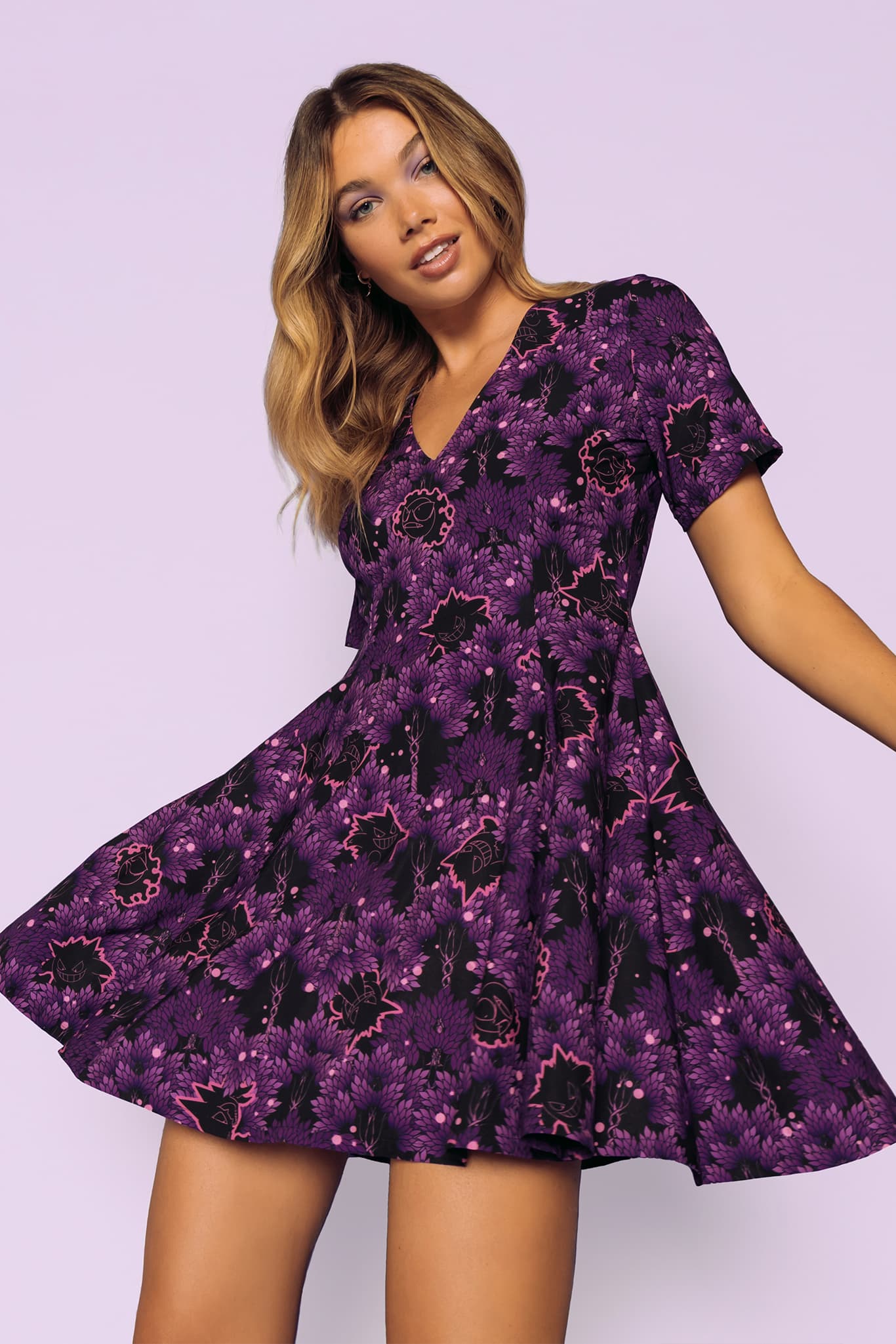 strapless open back dress Purple ruffle pink bow pumpkin ghost girls Halloween dress – Yawoo Garment main image 1