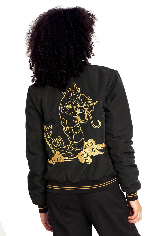 BlackMilk Clothing x Pokemon - Pokemon Gyarados Gold Bomber Jacket - Pokémon Merchandise - Collaboration apparel - Licenced.