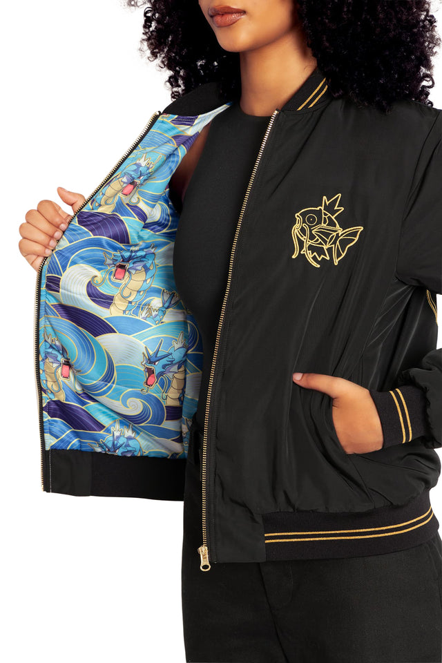 BlackMilk Clothing x Pokemon - Pokemon Gyarados Gold Bomber Jacket - Pokémon Merchandise - Collaboration apparel - Licenced.