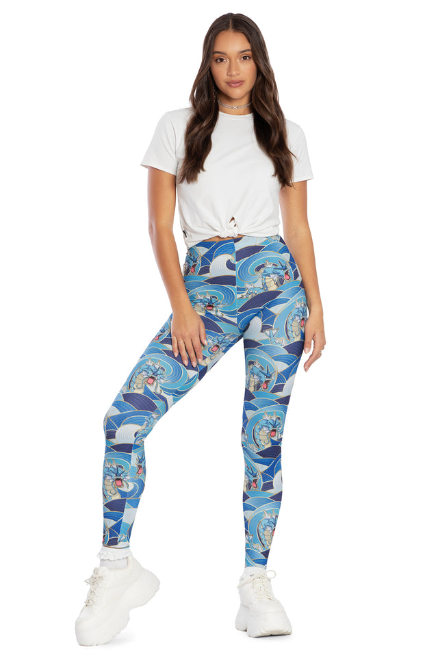 Gyarados Waves High Waisted Matte Finish Leggings