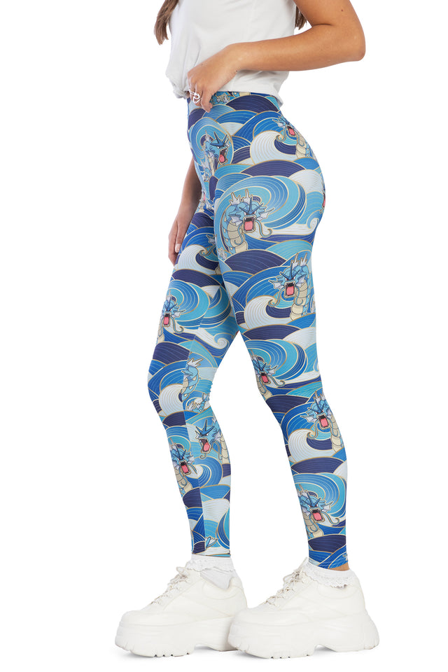 Gyarados Waves High Waisted Matte Finish Leggings