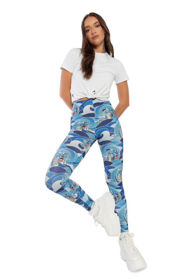 Gyarados Waves High Waisted Matte Finish Leggings