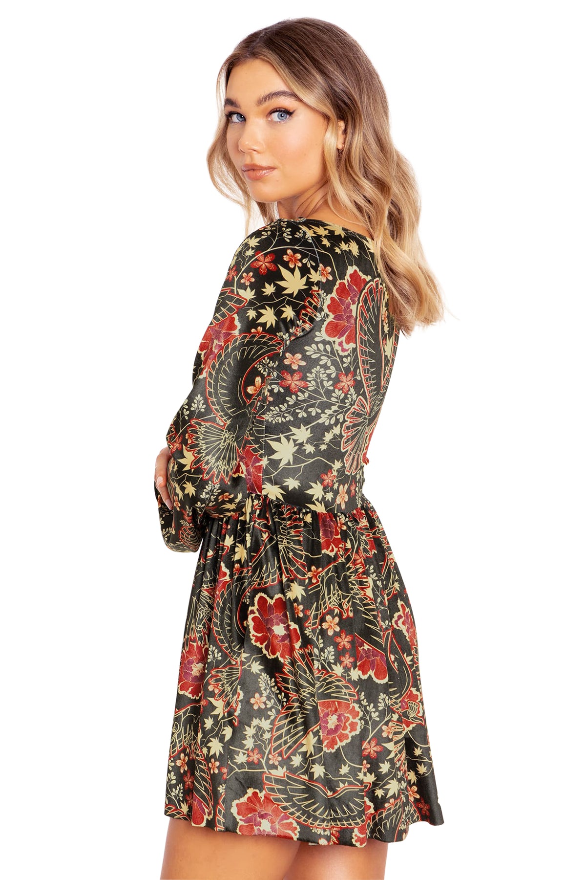 Ho-Oh Wallpaper Velvet Squared Up Bishop Skater Dress – BlackMilk Clothing