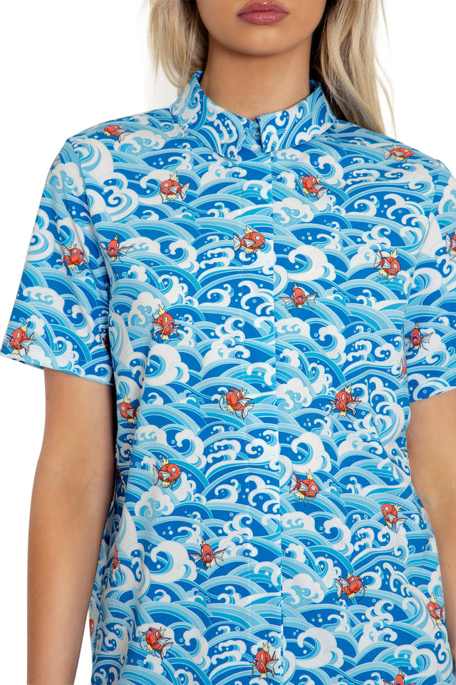 BlackMilk Clothing x Pokemon - Pokemon Magikarp Button Up Shirt - Pokémon Merchandise - Collaboration apparel - Licenced.