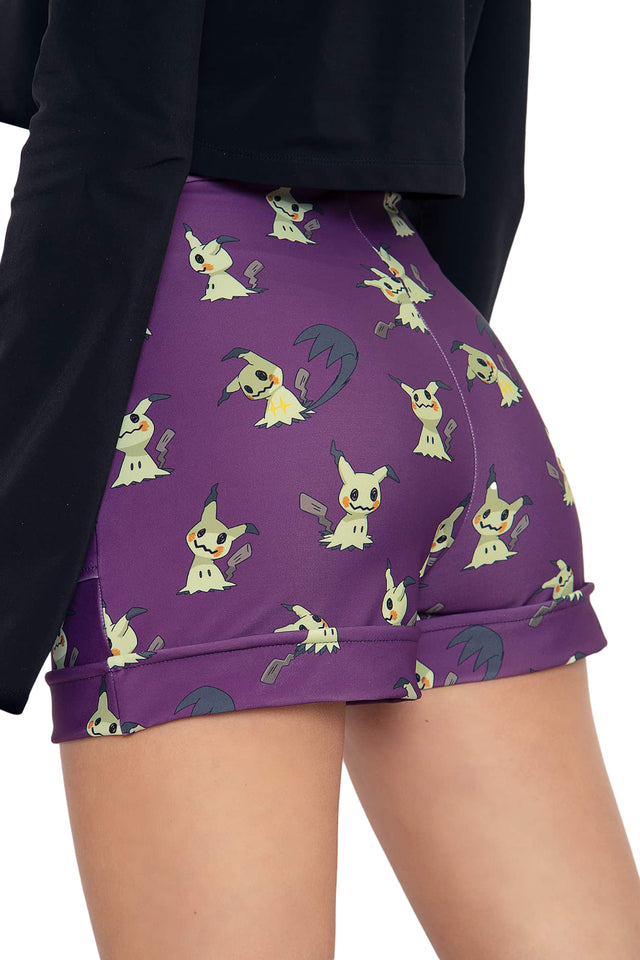 BlackMilk Clothing x Pokemon - Pokemon Mimikyu Cuffed Shorts - Pokémon Merchandise - Collaboration apparel - Licenced.