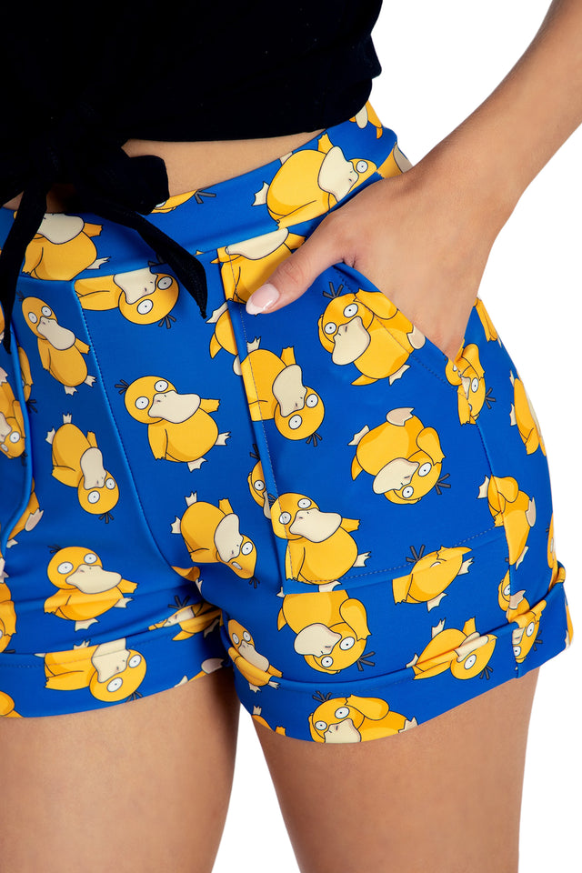 Pokemon Psyduck Cuffed Shorts  Print 