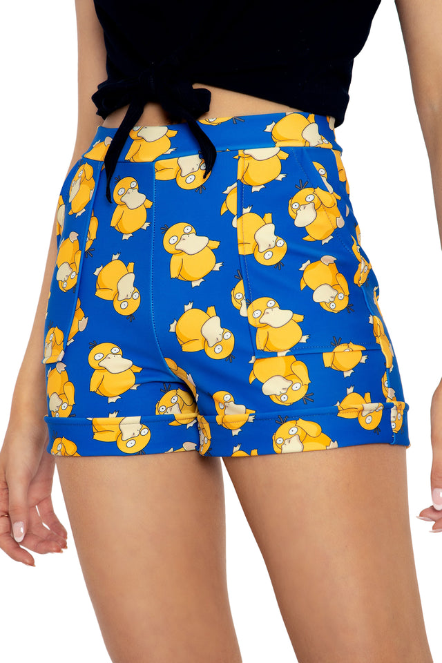 Pokemon Psyduck Cuffed Shorts  Print