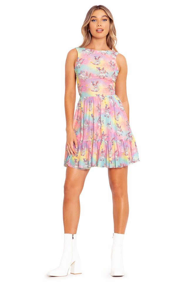 BlackMilk Clothing x Pokemon - Pokemon Sylveon Sheer Bow Back Skater Dress- Pokémon Merchandise - Collaboration apparel - Licenced.