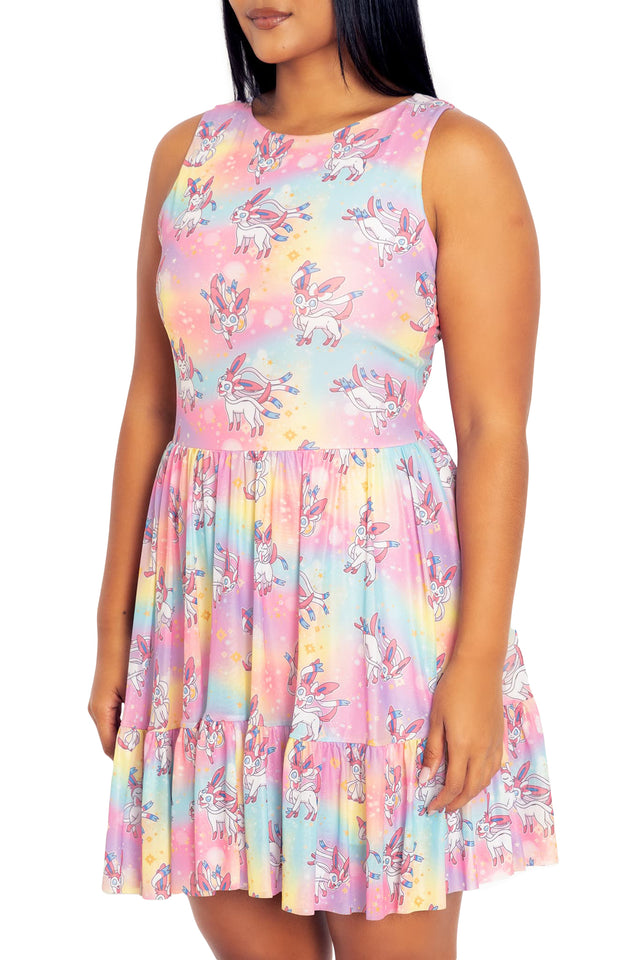 Pokemon Sylveon Sheer Bow Back Skater Dress  Print