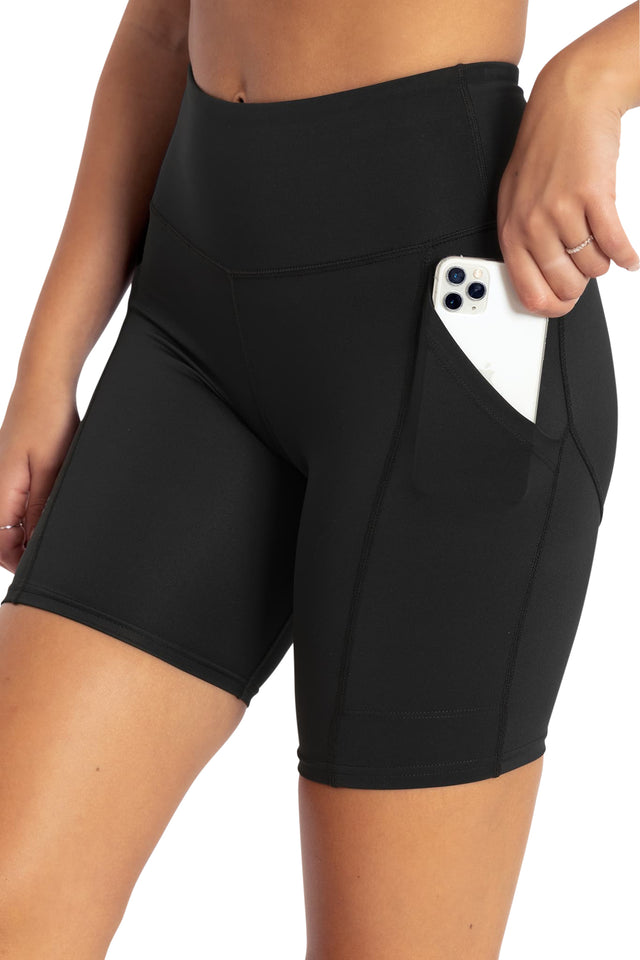 Power Up High Waisted Pocket Bike Shorts print