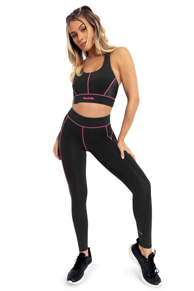 BlackMilk Clothing - Power Up Lines Wet Look Splice High Waisted Ninja Pants