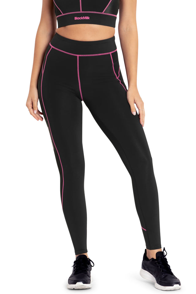 BlackMilk Clothing - Power Up Lines Wet Look Splice High Waisted Ninja Pants