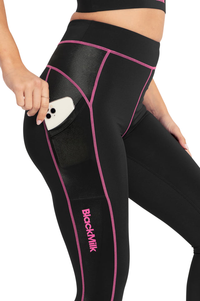 BlackMilk Clothing - Power Up Lines Wet Look Splice High Waisted Ninja Pants