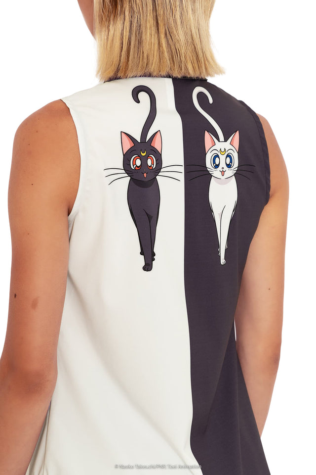 BlackMilk Clothing x Pretty Guardian Sailor Moon - Pretty Guardian Sailor Moon Luna And Artemis Business Shirt  - Sailor Moon Merchandise - Collaboration apparel - Licenced.