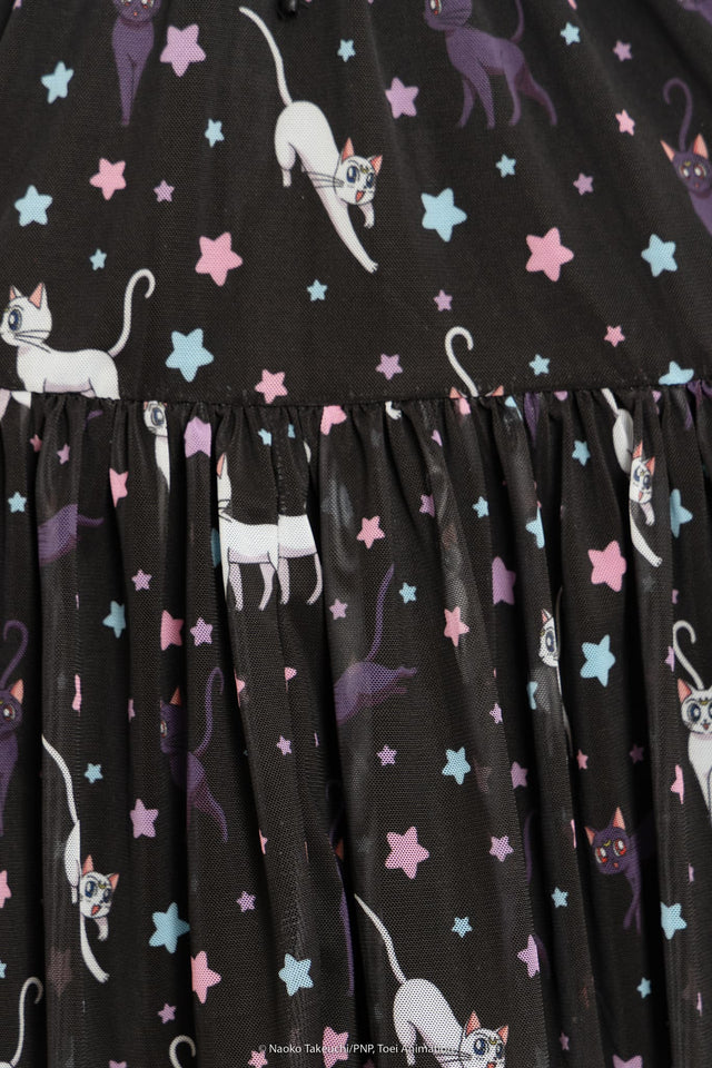 Pretty Guardian Sailor Moon Luna And Artemis Constellation Sheer Tea Party Skater Dress Swatch 