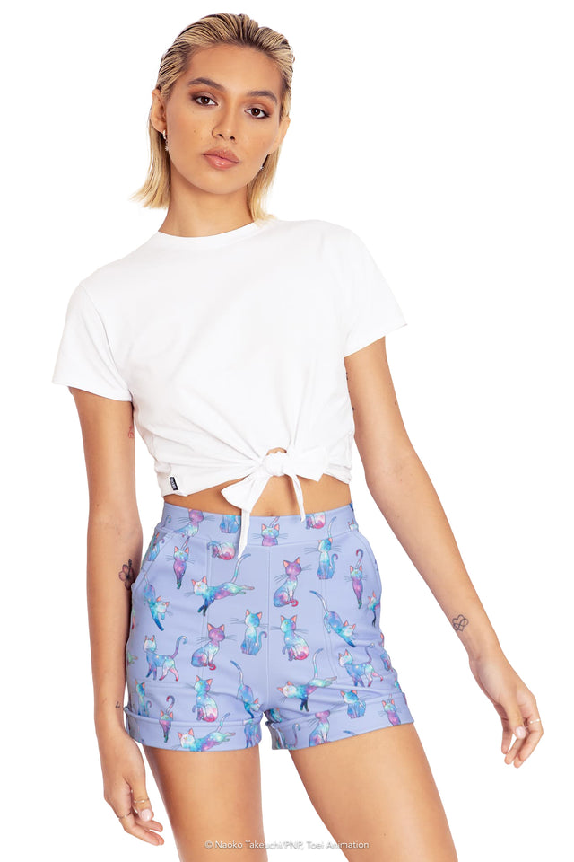 BlackMilk Clothing x Pretty Guardian Sailor Moon - Pretty Guardian Sailor Moon Luna Galaxy Cuffed Shorts  - Sailor Moon Merchandise - Collaboration apparel - Licenced.