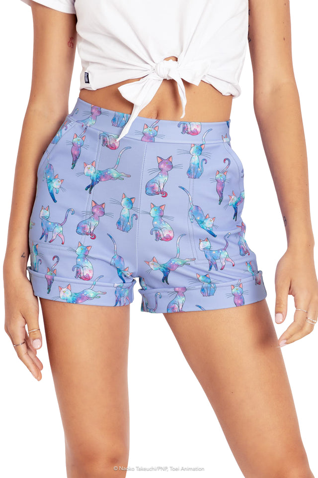 BlackMilk Clothing x Pretty Guardian Sailor Moon - Pretty Guardian Sailor Moon Luna Galaxy Cuffed Shorts - Sailor Moon Merchandise - Collaboration apparel - Licenced.