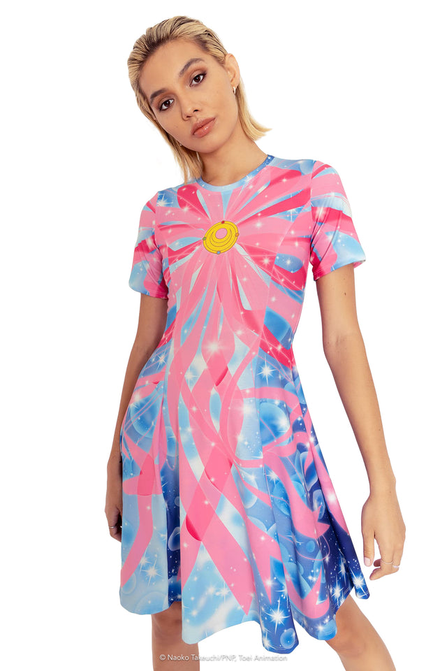 Pretty Guardian Sailor Moon Ribbon Transformation Longline Tee Dress Closeup