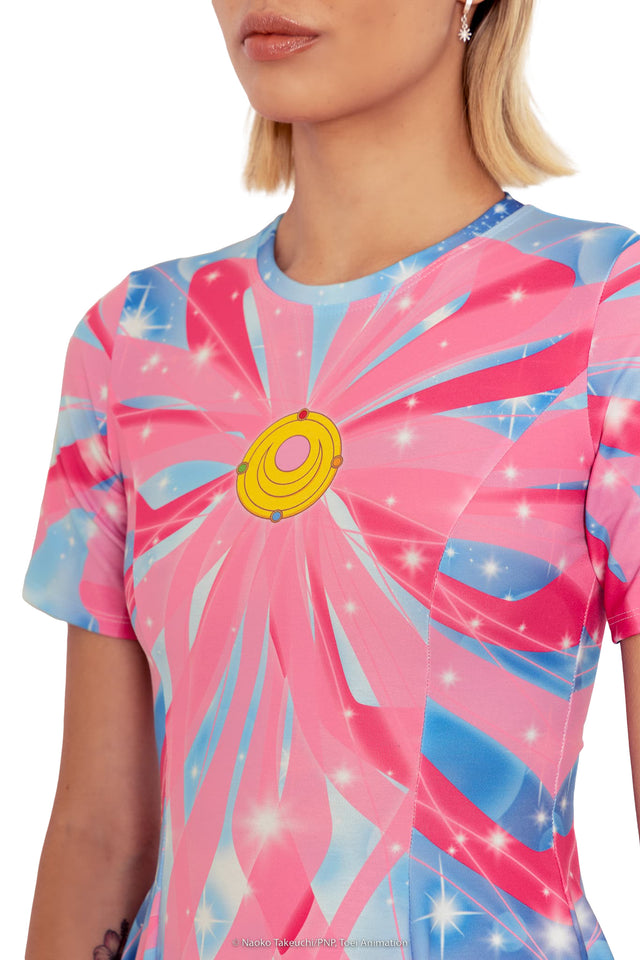 Pretty Guardian Sailor Moon Ribbon Transformation Longline Tee Dress Print