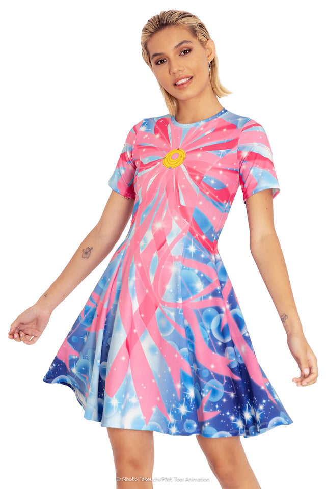 BlackMilk Clothing x Pretty Guardian Sailor Moon - Pretty Guardian Sailor Moon Ribbon Transformation Longline Tee Dress - Sailor Moon Merchandise - Collaboration apparel - Licenced.