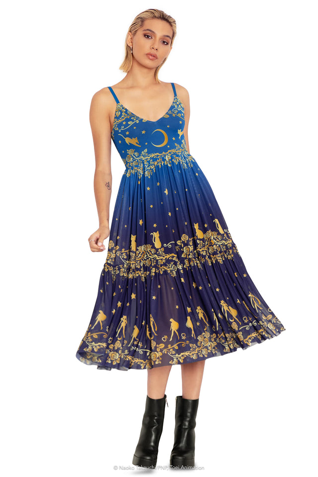 BlackMilk Clothing x Pretty Guardian Sailor Moon - Pretty Guardian Sailor Moon Sailor Guardians Stars Sheer Midaxi Dress - Sailor Moon Merchandise - Collaboration apparel - Licenced.