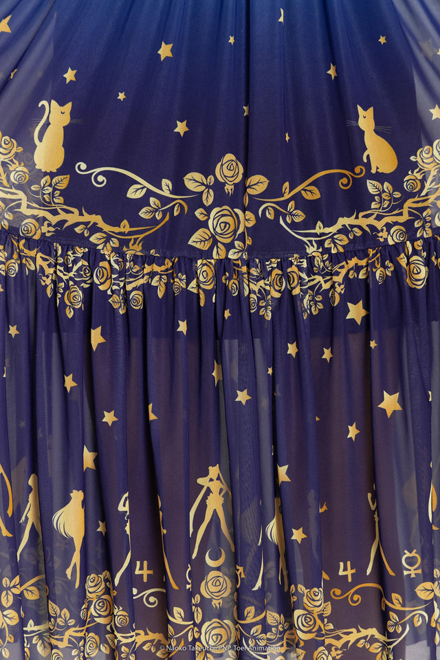 Sailor Guardians Stars Sheer Midaxi Dress - Limited BlackMilk Clothing Sailor Guardians Stars Sheer Midaxi Dress - Limited BlackMilk Clothing