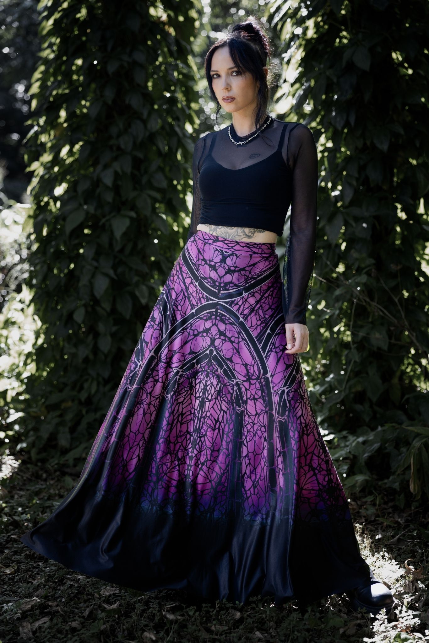 purple black dress BlackMilk | Goth Clothing | Preyer Plum Maxi Skirt | Purple
