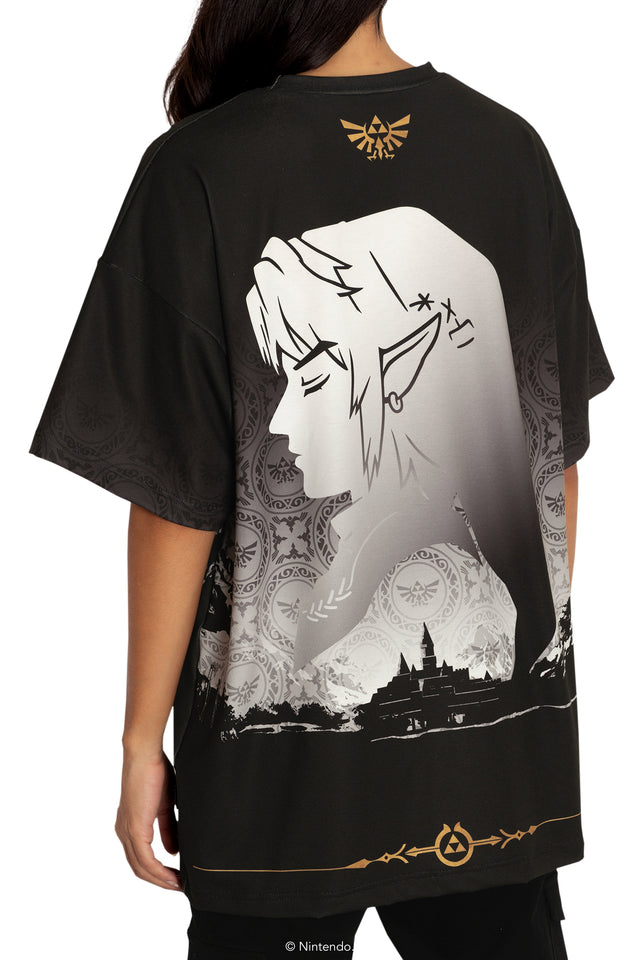 BlackMilk Clothing x Nintendo The Legend Of Zelda - Princess Zelda And Link Big Tee - The Legend of Zelda Merchandise - Collaboration apparel - Licenced.