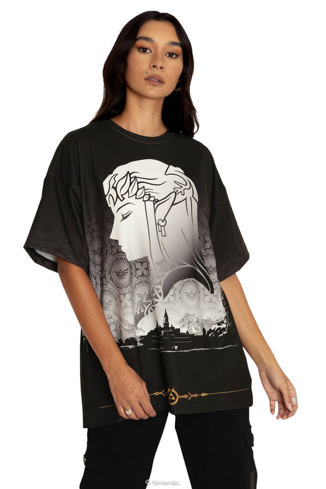 BlackMilk Clothing x Nintendo The Legend Of Zelda - Princess Zelda And Link Big Tee - The Legend of Zelda Merchandise - Collaboration apparel - Licenced.