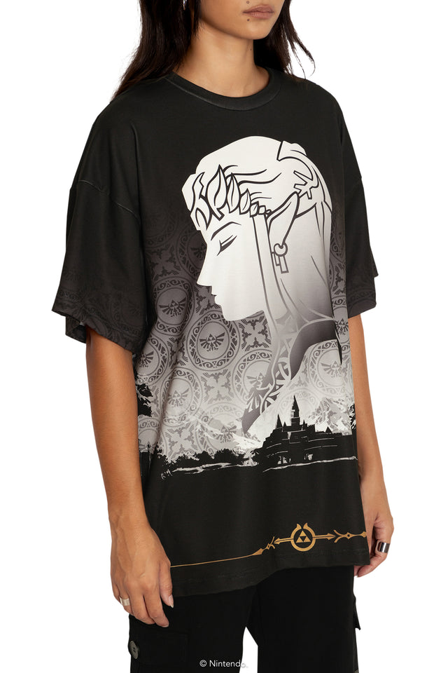 BlackMilk Clothing x Nintendo The Legend Of Zelda - Princess Zelda And Link Big Tee - The Legend of Zelda Merchandise - Collaboration apparel - Licenced.
