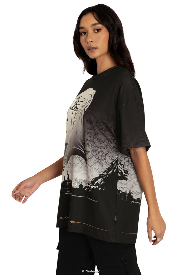 BlackMilk Clothing x Nintendo The Legend Of Zelda - Princess Zelda And Link Big Tee - The Legend of Zelda Merchandise - Collaboration apparel - Licenced.